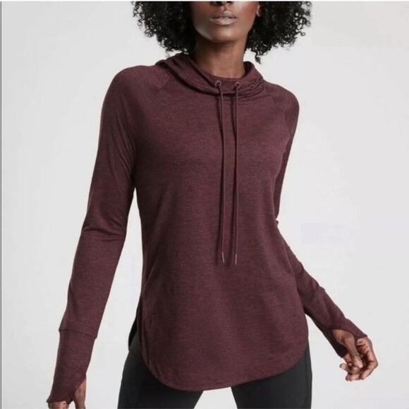 Athleta Tops - Athleta Maroon Uptempo Pullover Hoodie Sweatshirt Stretch 382882 Size Large
